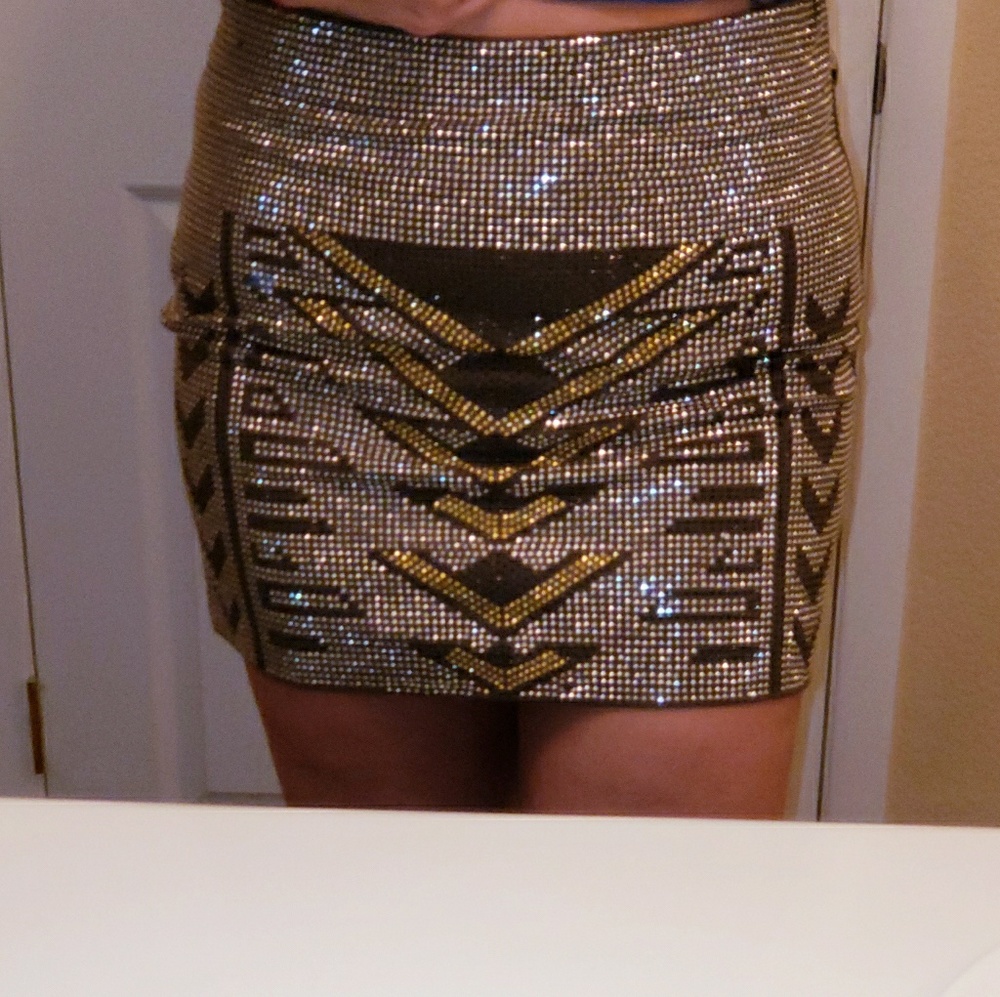 Rhinestone Encrusted Mini Skirt
